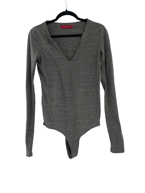n:PHILANTHROPY Tops - n:PHILANTHROPY Gray Long-Sleeve V-Neck Bodysuit